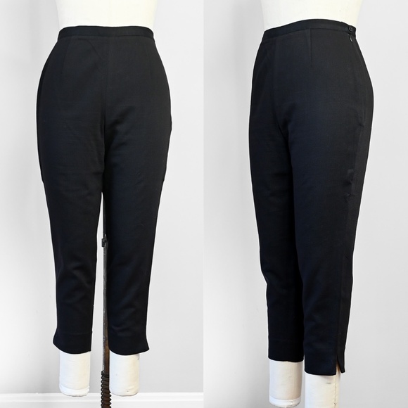 100% Cotton retro cigarette pants - high waist black 50s style capris - Picture 1 of 16